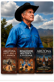 Arizona author Marshall Trimble with several of his books